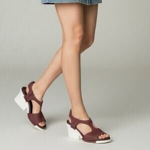 Camper Ivy Brown Suede Wedge Sandals Women's Size 38 7.5 Contemporary Block Heel